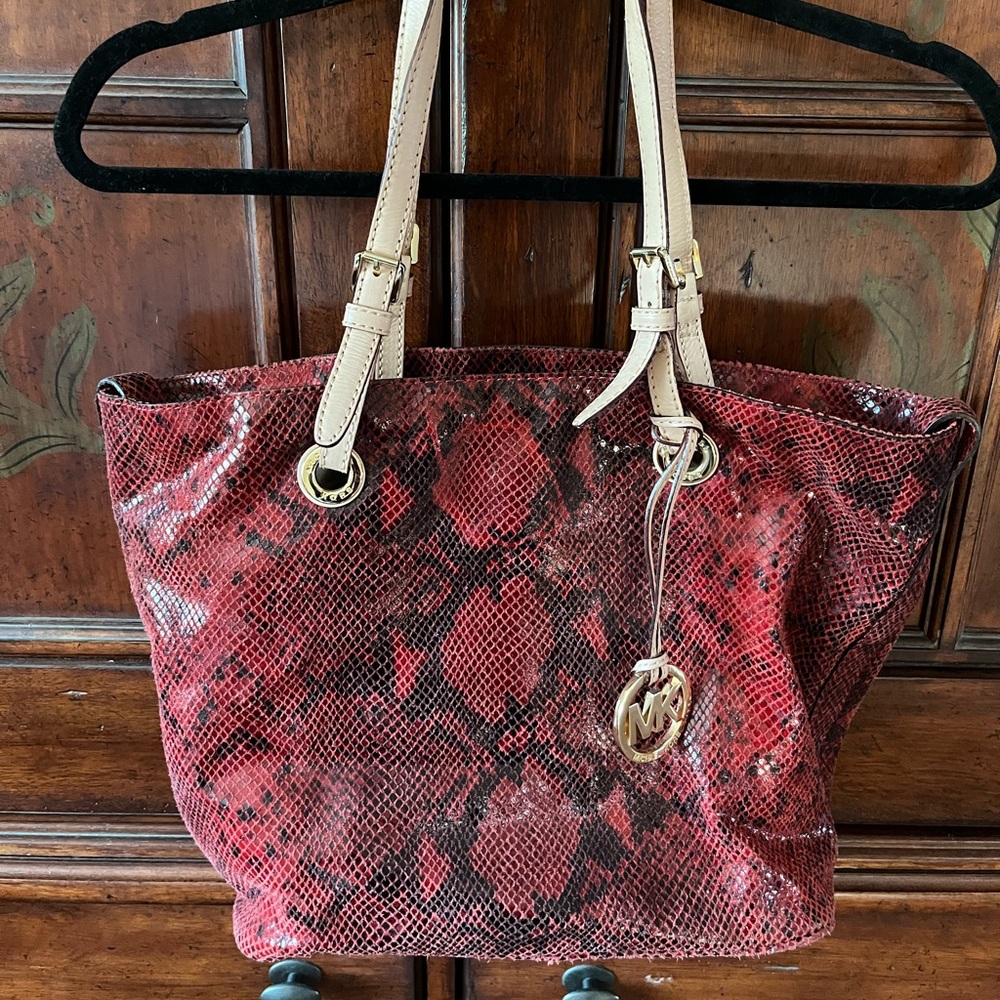 Large snakeskin Michael Kors tote